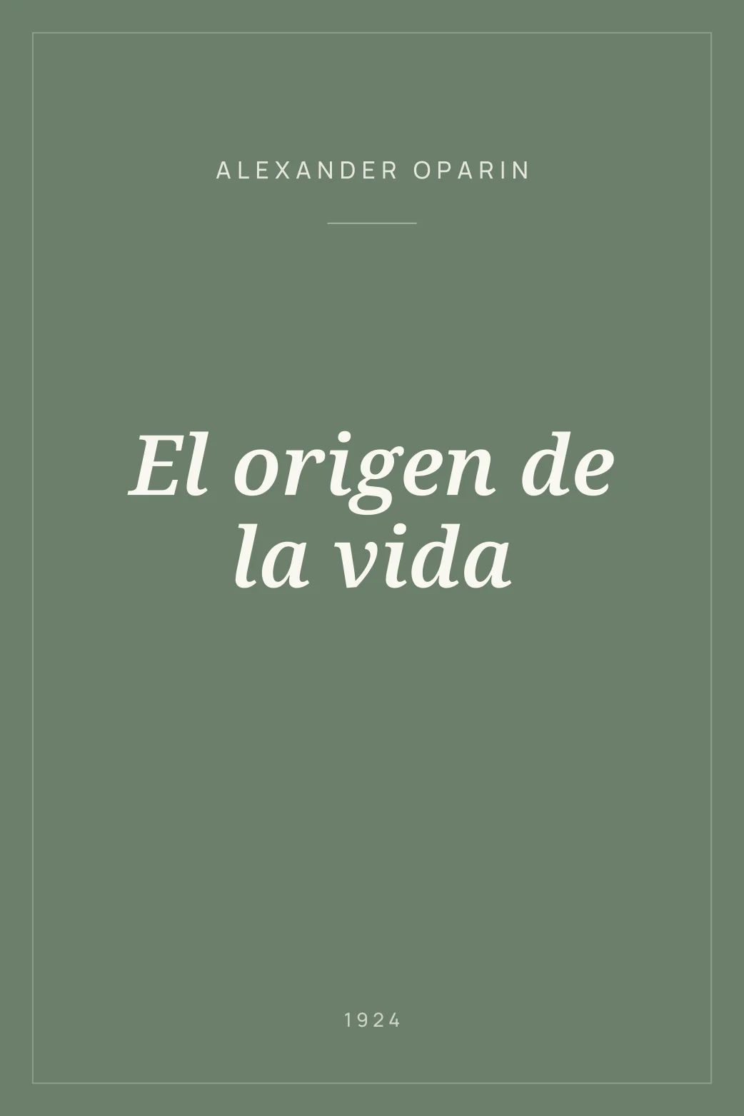 Portada de El origen de la vida