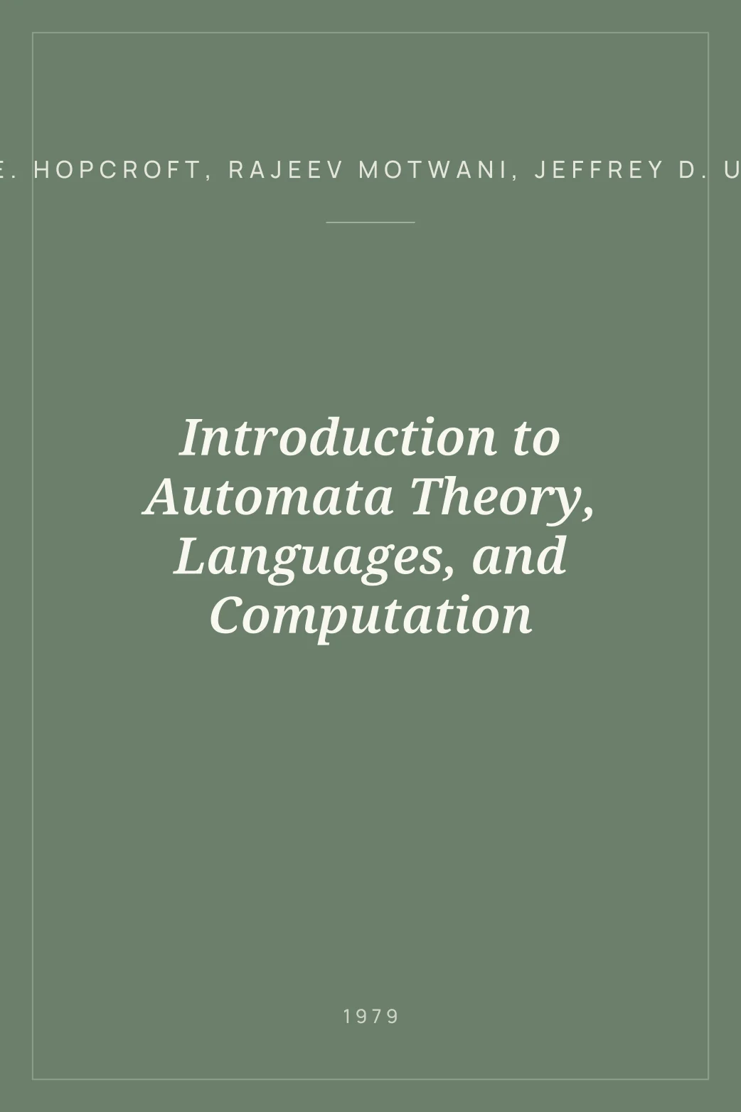 Portada de Introduction to Automata Theory, Languages, and Computation