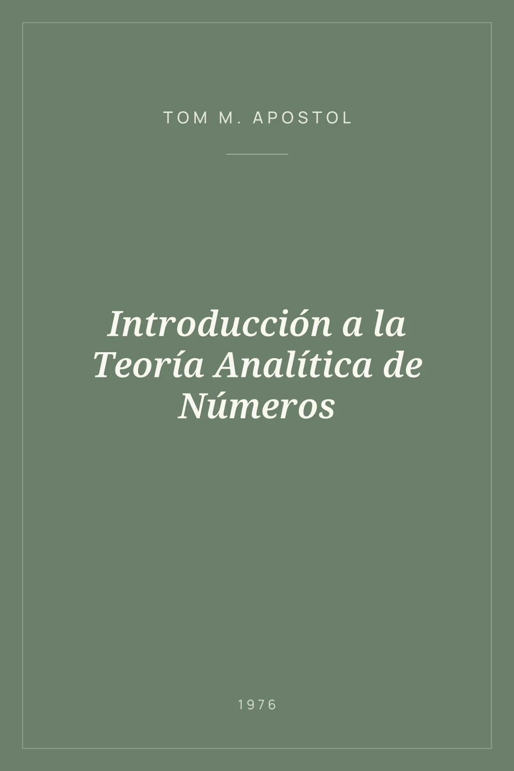 Portada de Introducción a la Teoría Analítica de Números