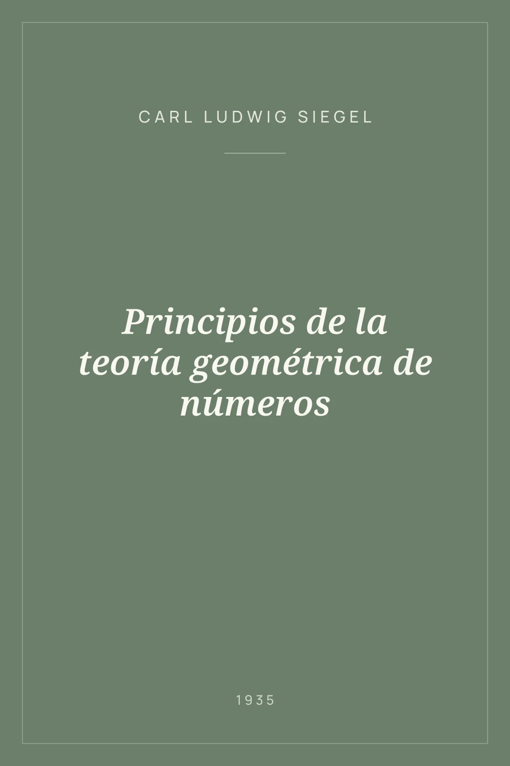 Portada de Principios de la teoría geométrica de números