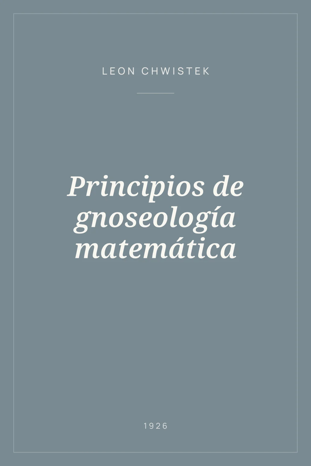 Portada de Principios de gnoseología matemática