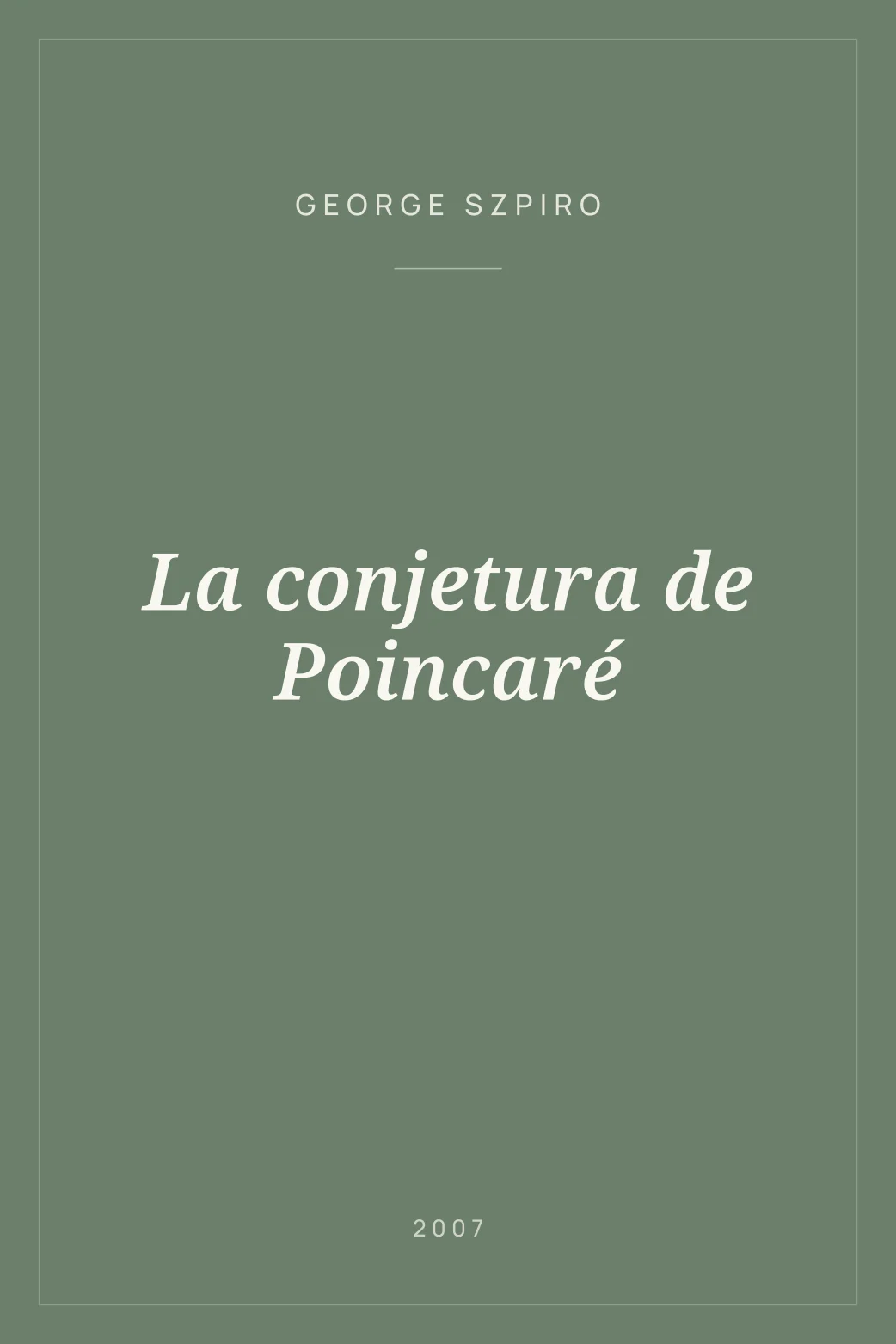 Portada de La conjetura de Poincaré
