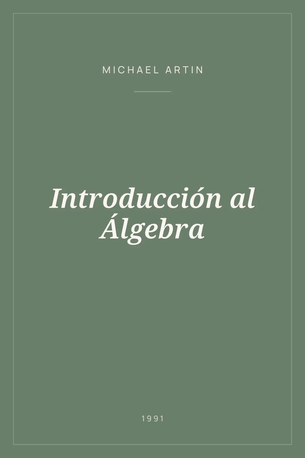 Portada de Introducción al Álgebra