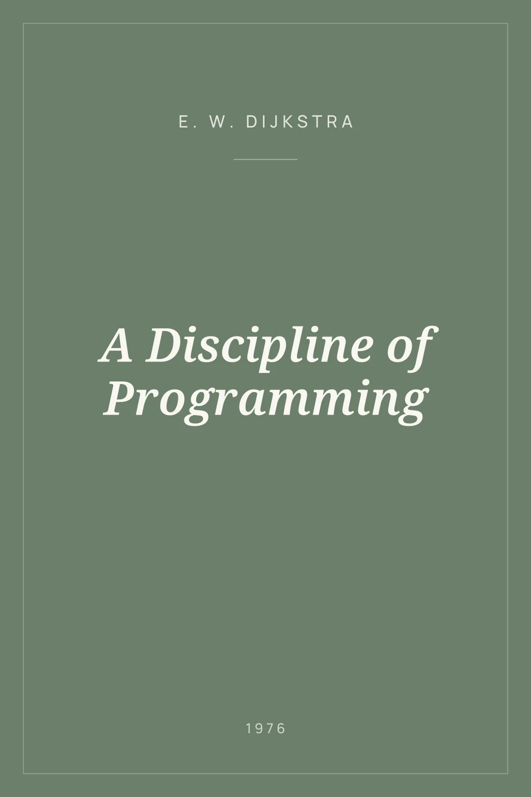 Portada de A Discipline of Programming
