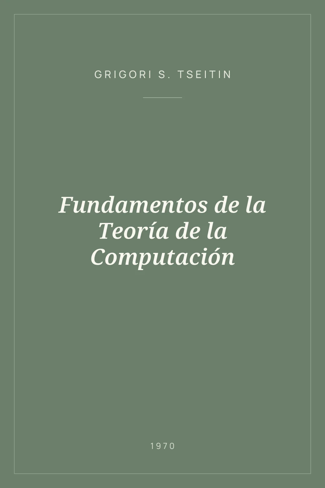 Portada de Fundamentos de la Teoría de la Computación