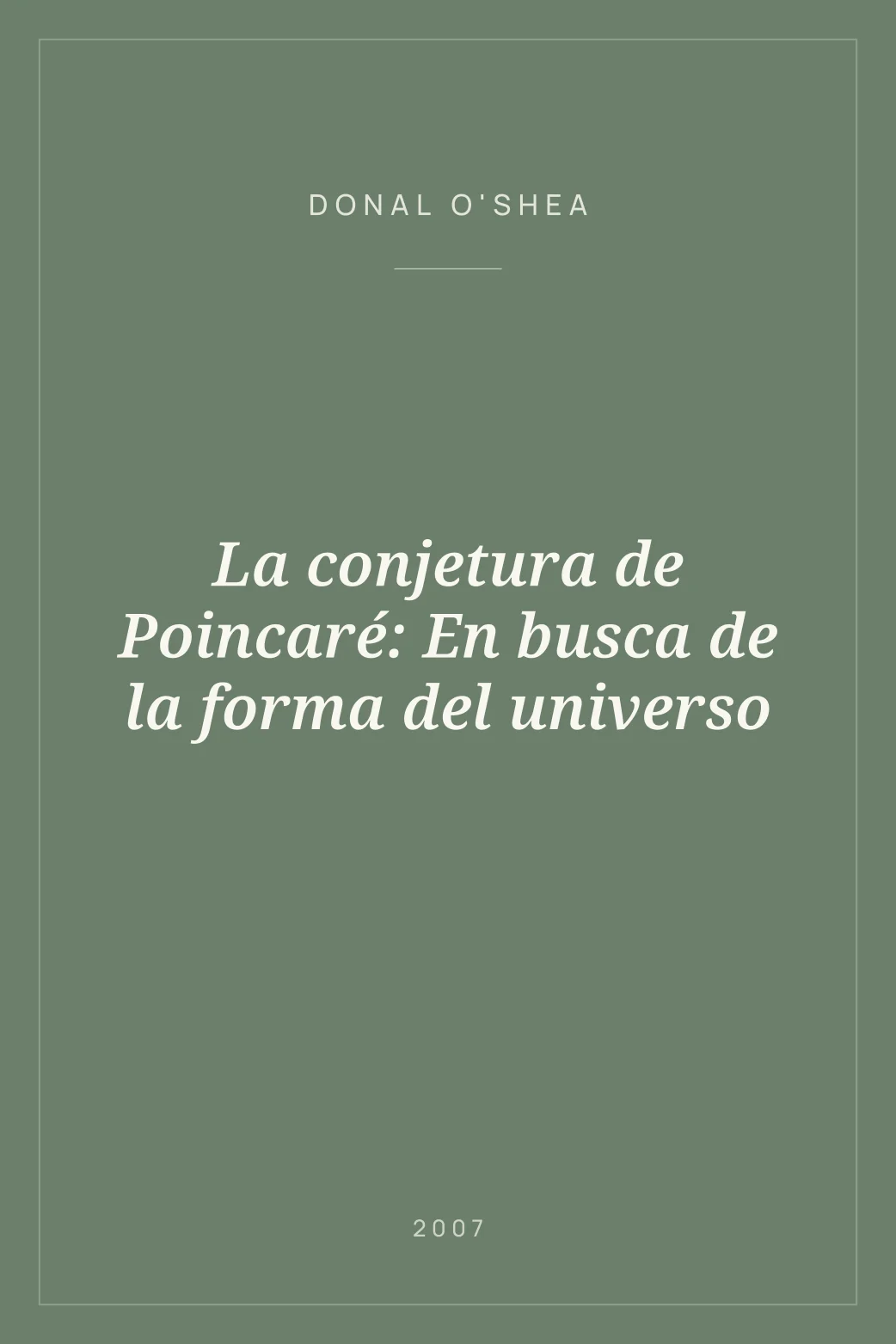 Portada de La conjetura de Poincaré: En busca de la forma del universo