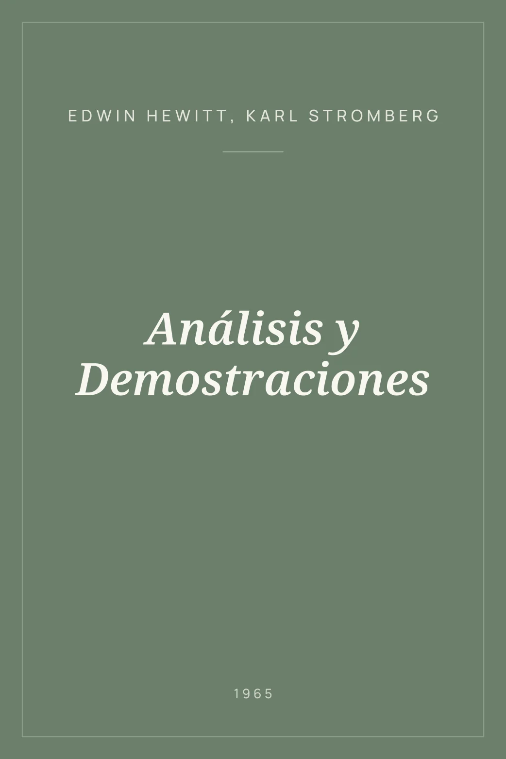 Portada de Análisis y Demostraciones