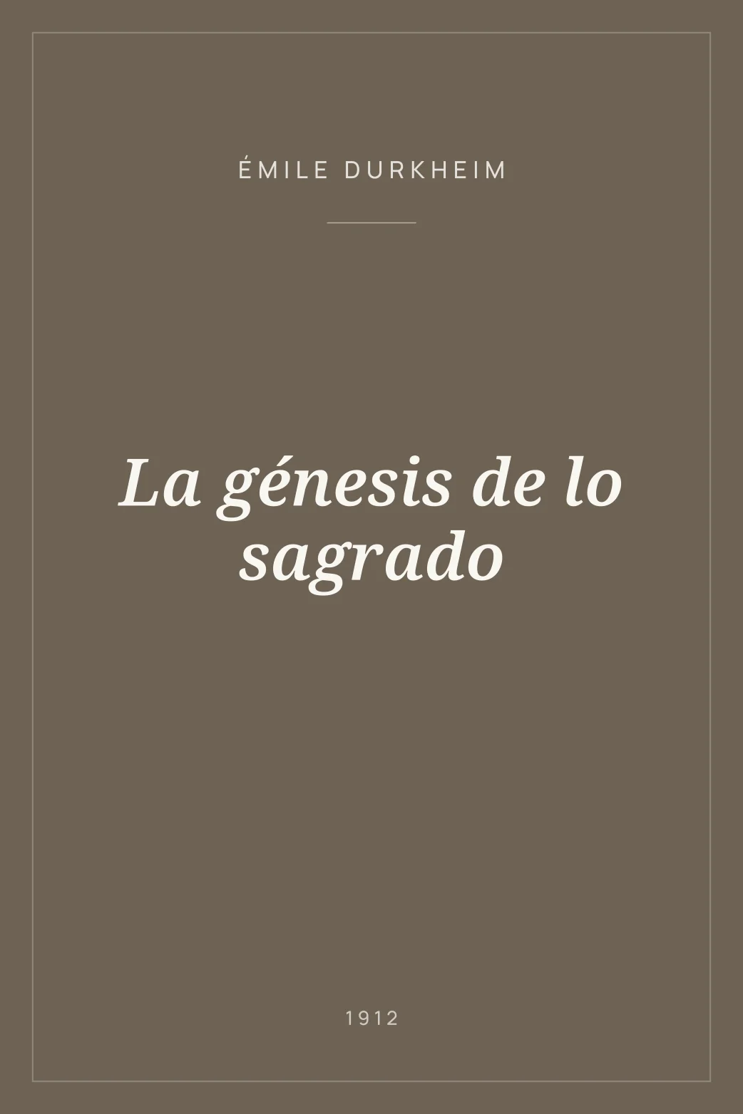 Portada de La génesis de lo sagrado
