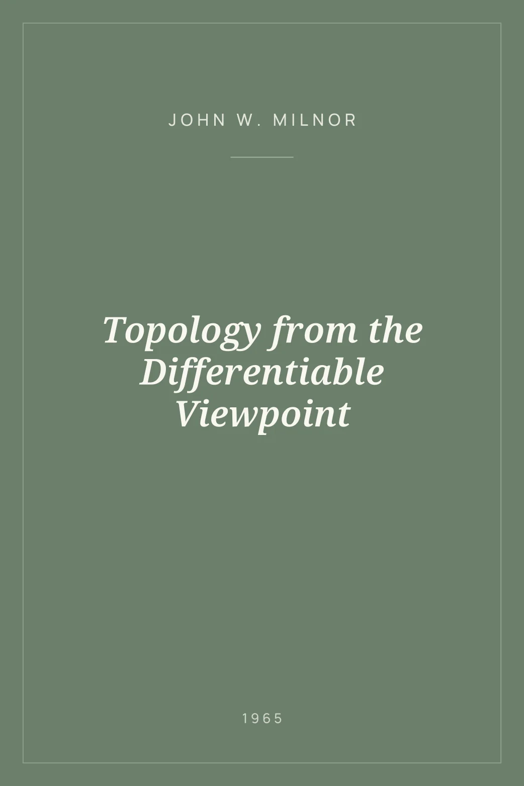 Portada de Topology from the Differentiable Viewpoint