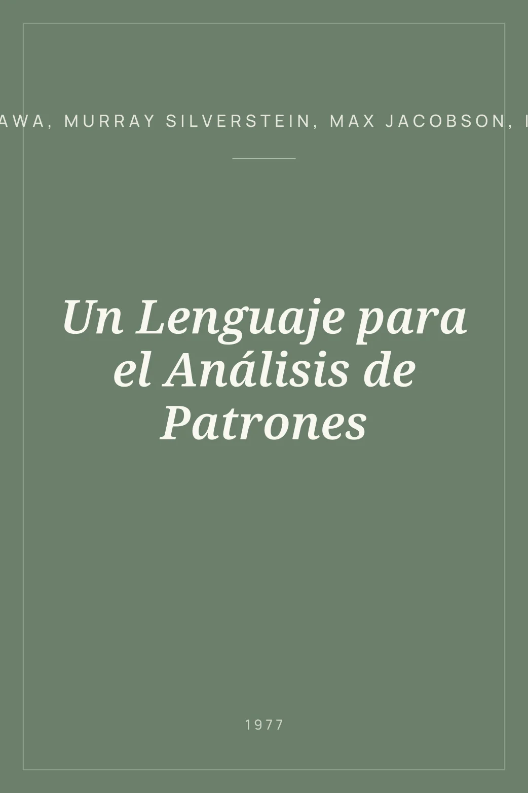 Portada de Un Lenguaje para el Análisis de Patrones