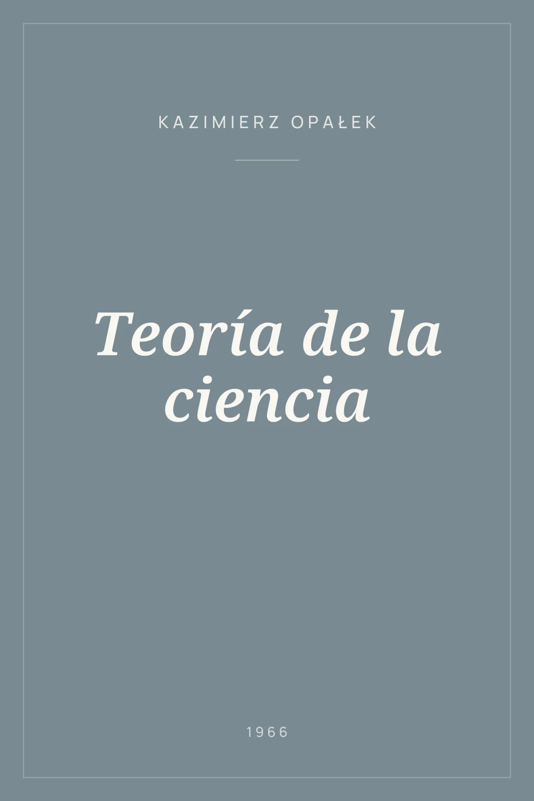 Portada de Teoría de la ciencia