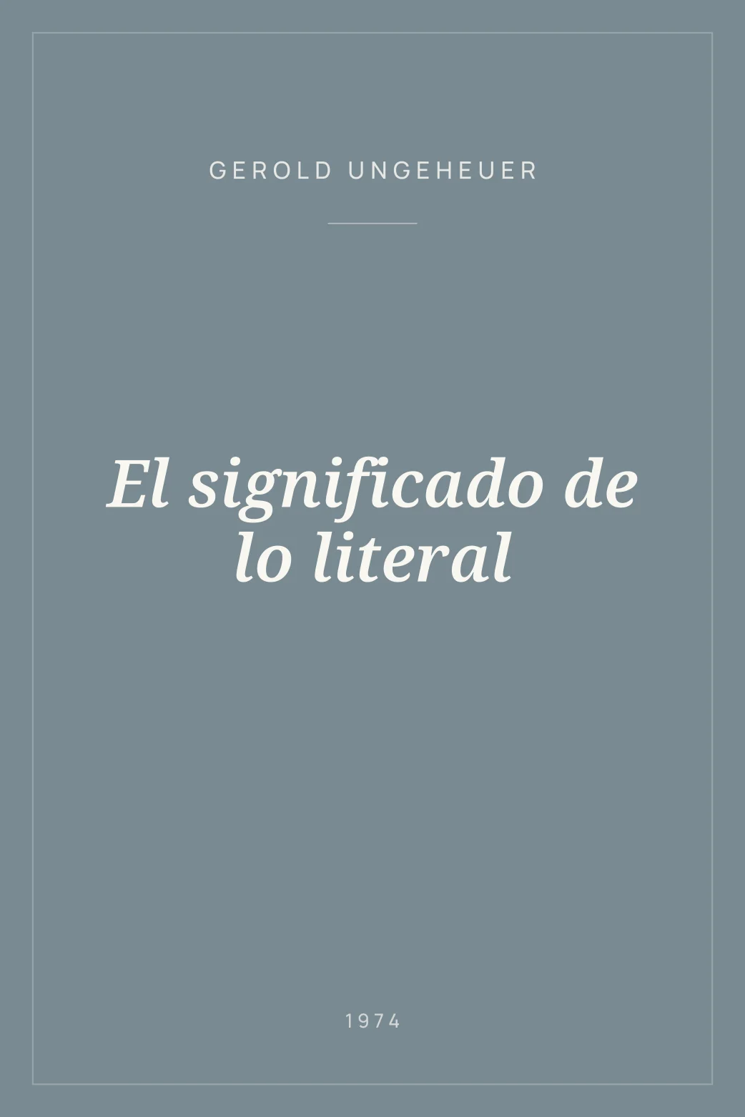 Portada de El significado de lo literal