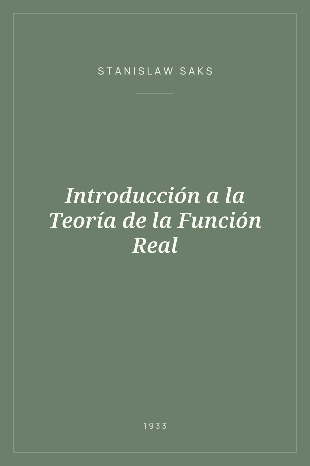 Portada de Introducción a la Teoría de la Función Real