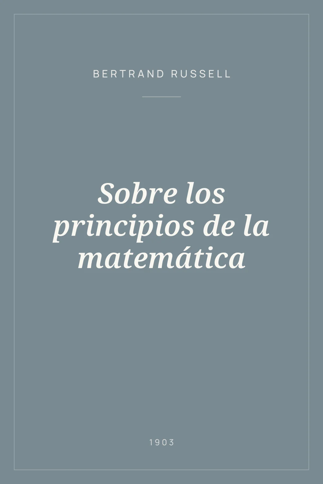 Portada de Sobre los principios de la matemática