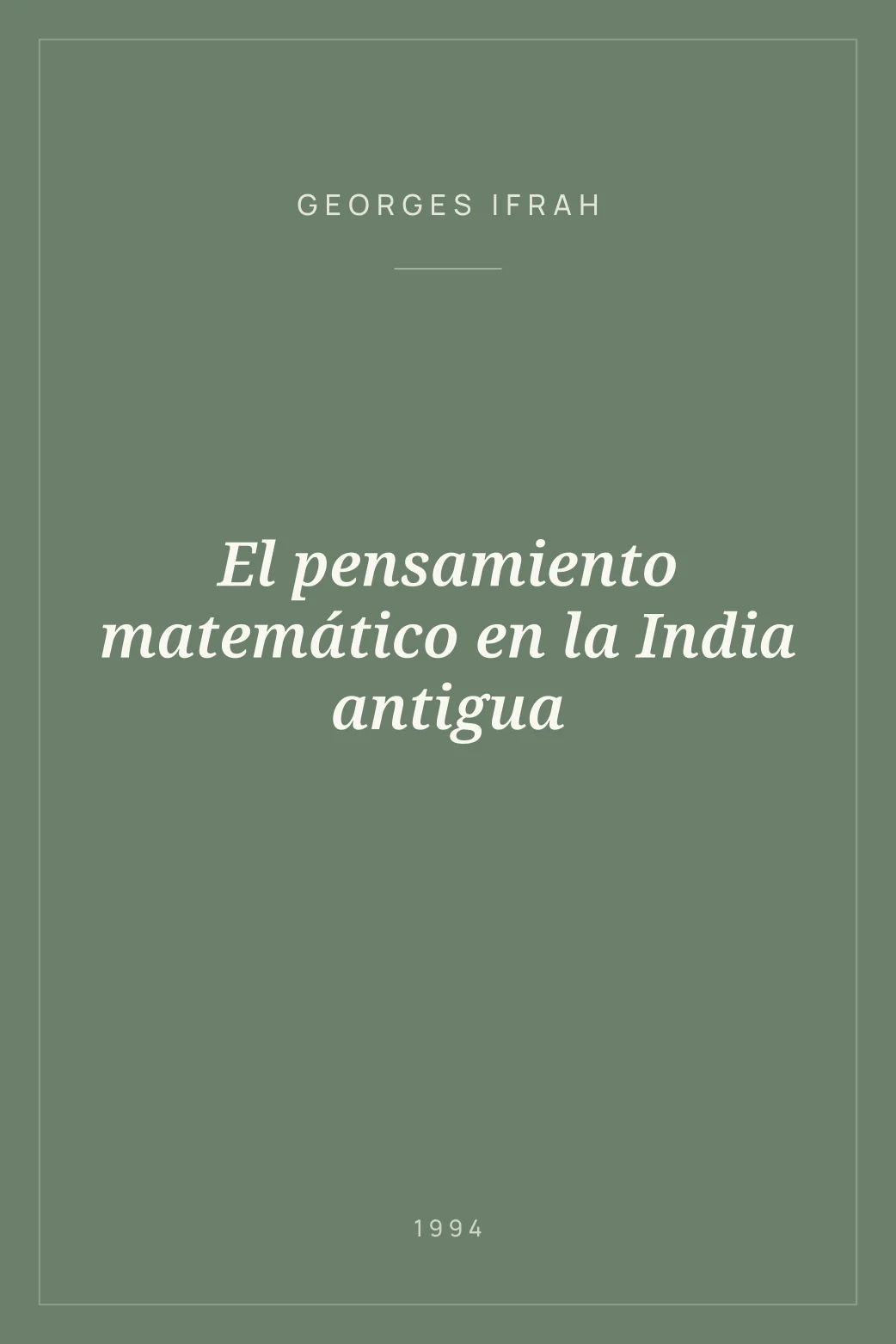 Portada de El pensamiento matemático en la India antigua