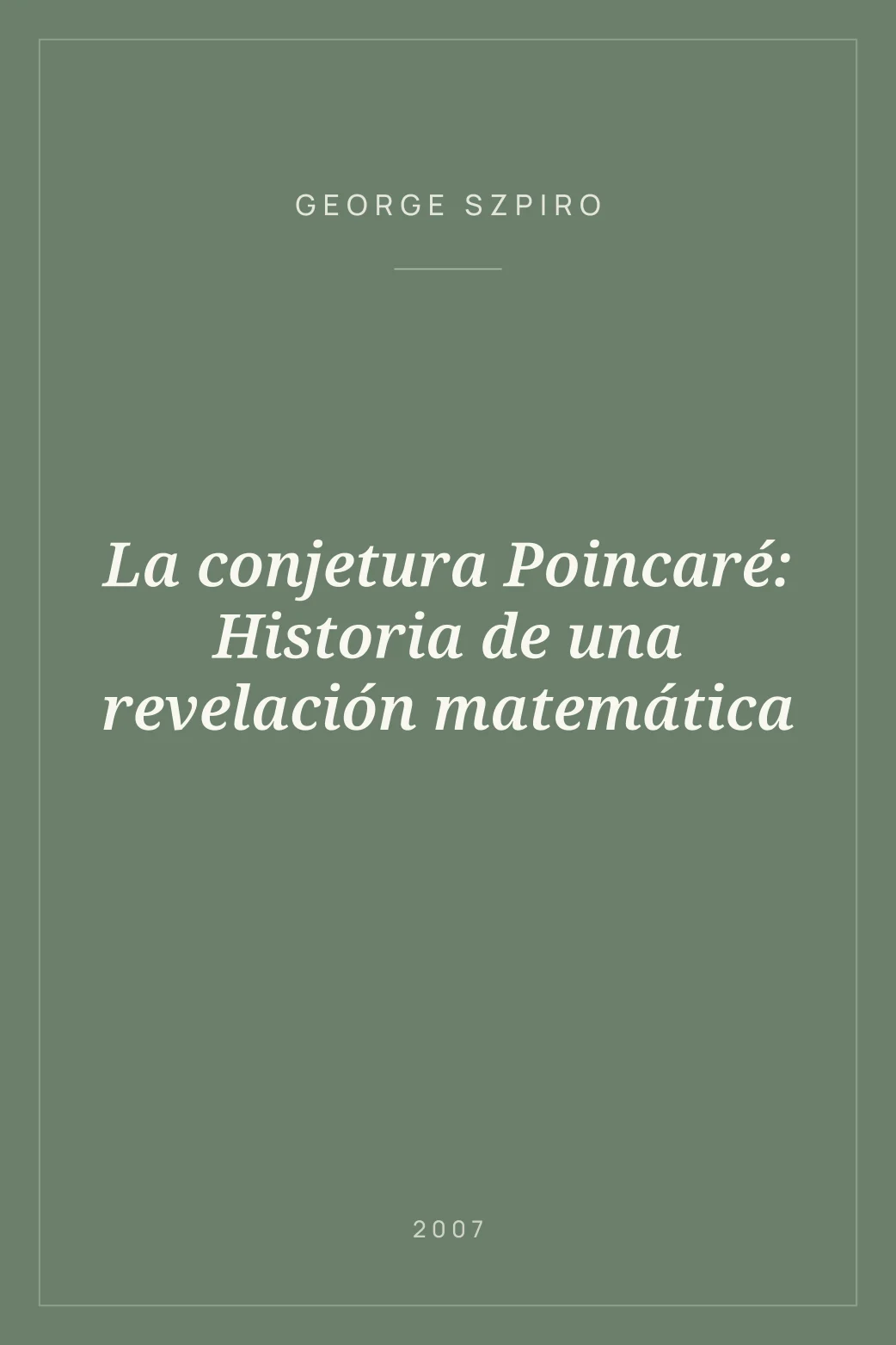 Portada de La conjetura Poincaré: Historia de una revelación matemática
