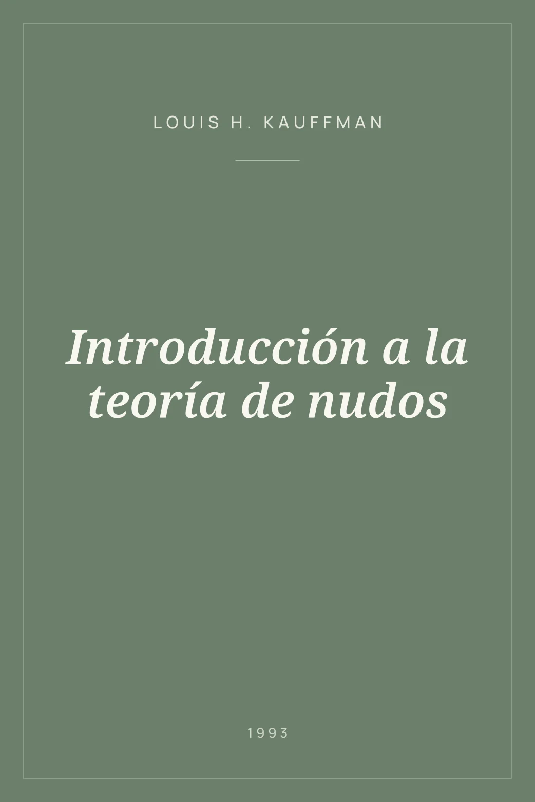 Portada de Introducción a la teoría de nudos