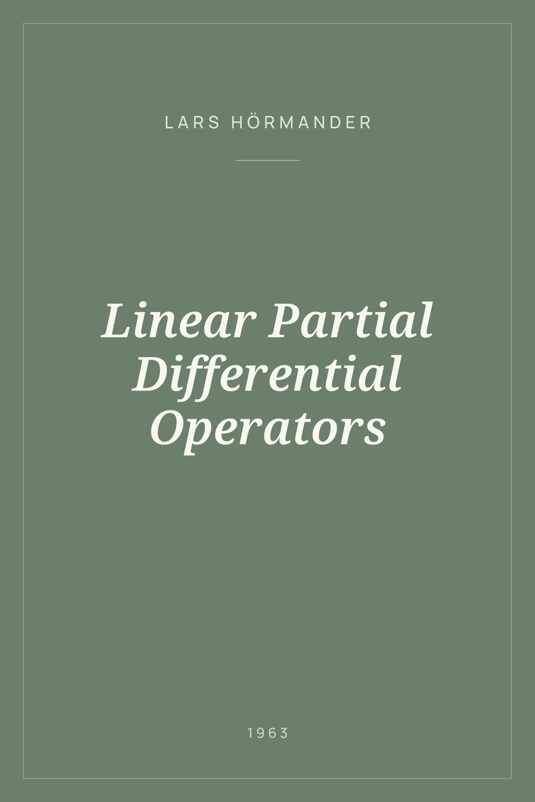 Portada de Linear Partial Differential Operators