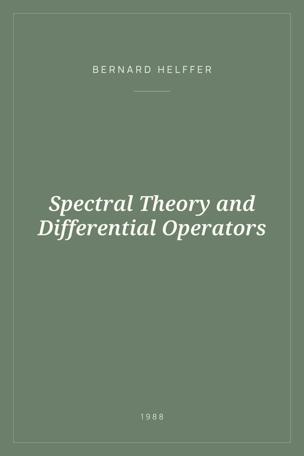 Portada de Spectral Theory and Differential Operators