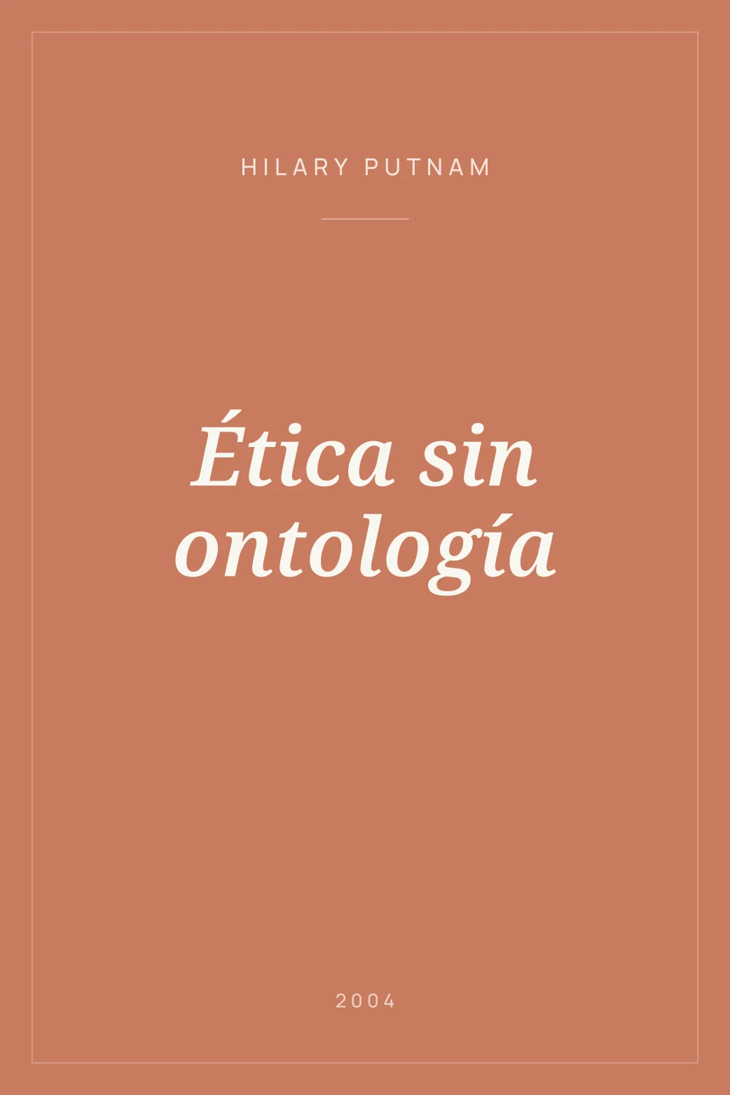 Portada de Ética sin ontología