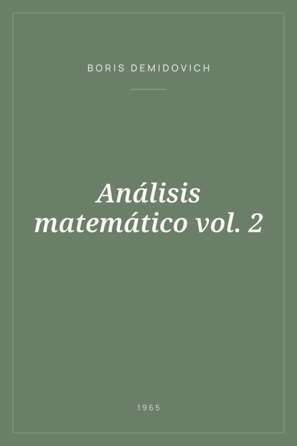 Portada de Análisis matemático vol. 2