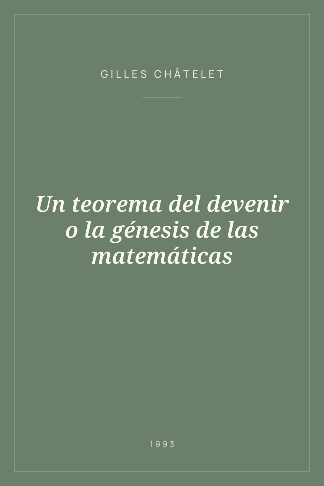 Portada de Un teorema del devenir o la génesis de las matemáticas