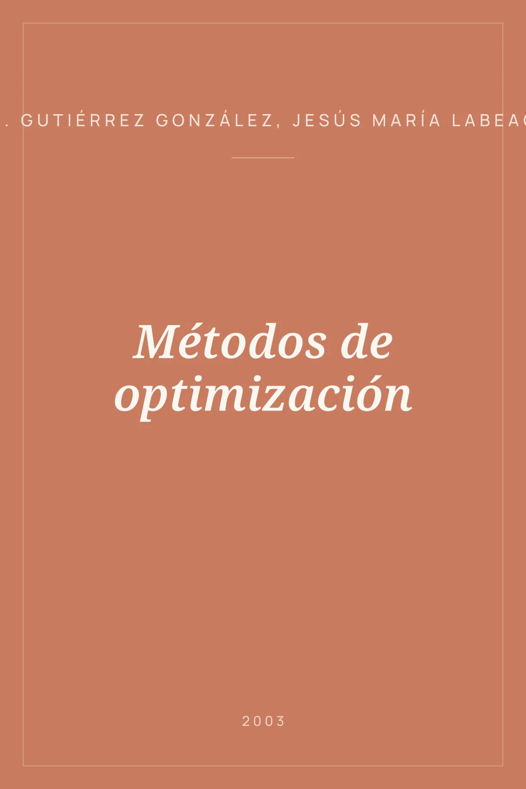 Portada de Métodos de optimización