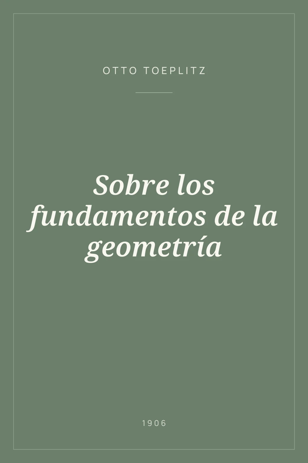 Portada de Sobre los fundamentos de la geometría