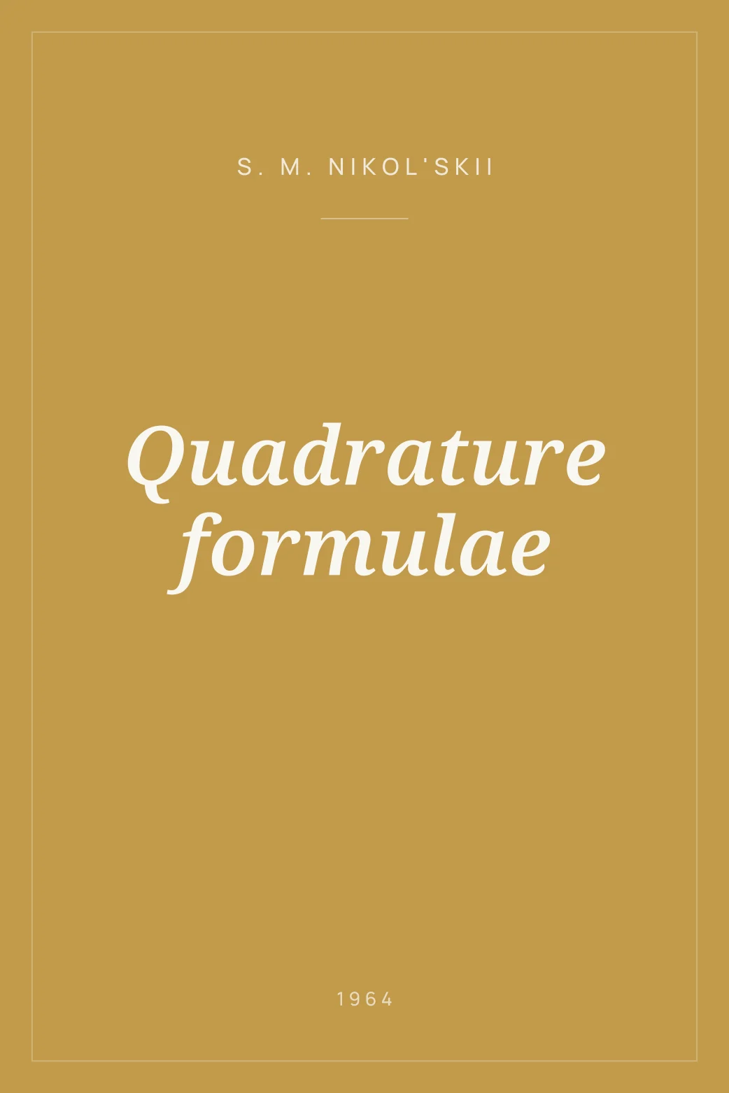 Portada de Quadrature formulae