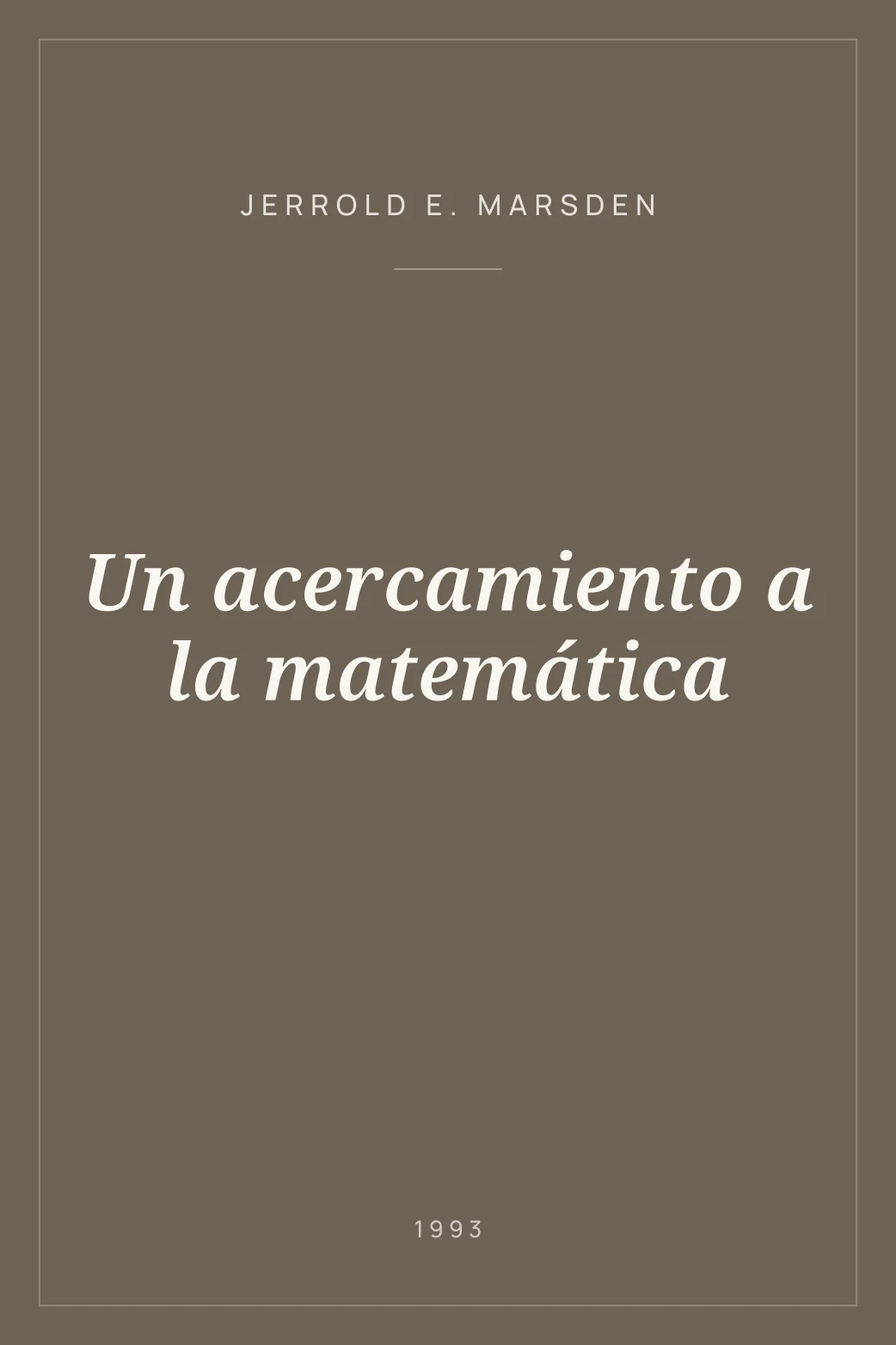 Portada de Un acercamiento a la matemática