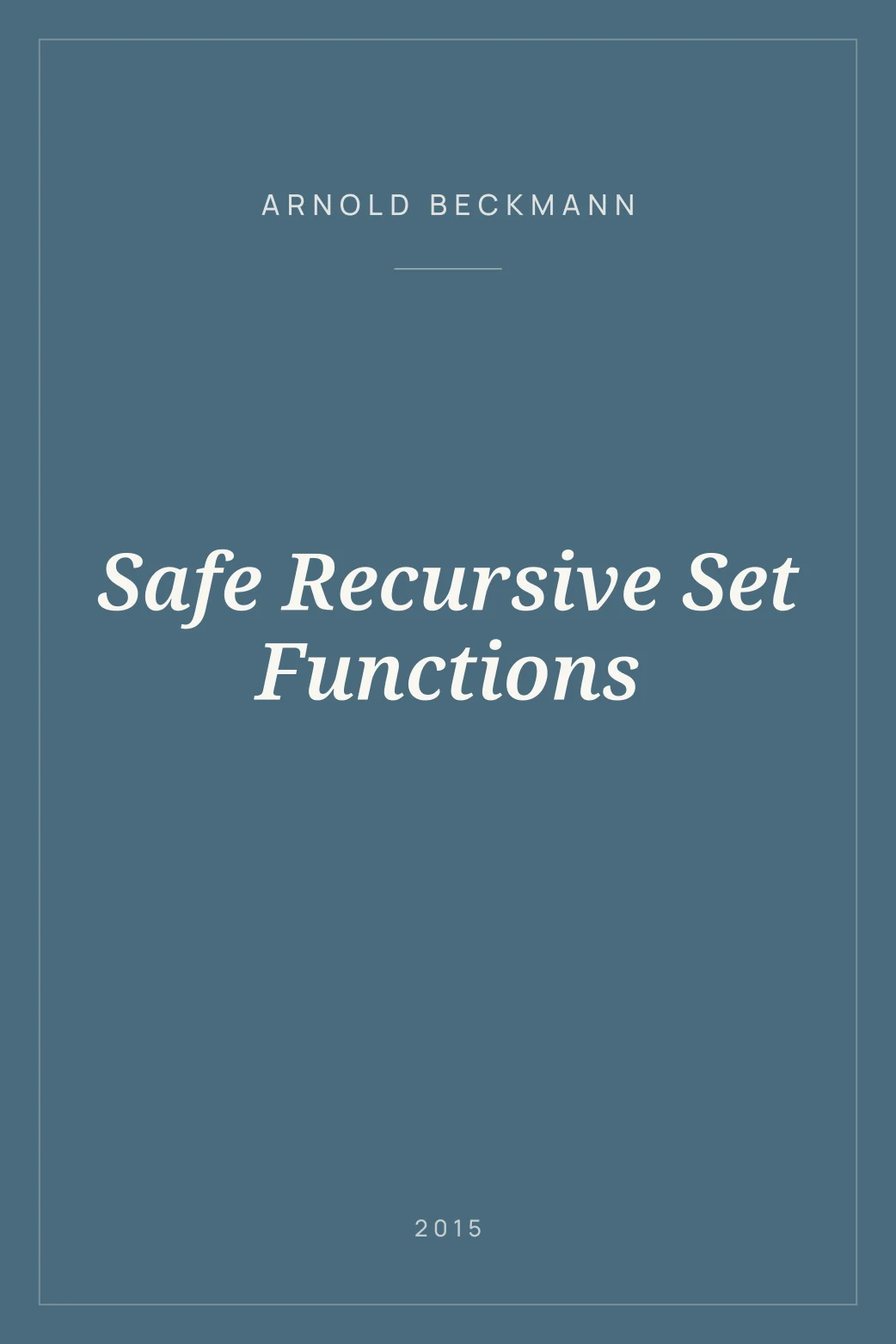 Portada de Safe Recursive Set Functions