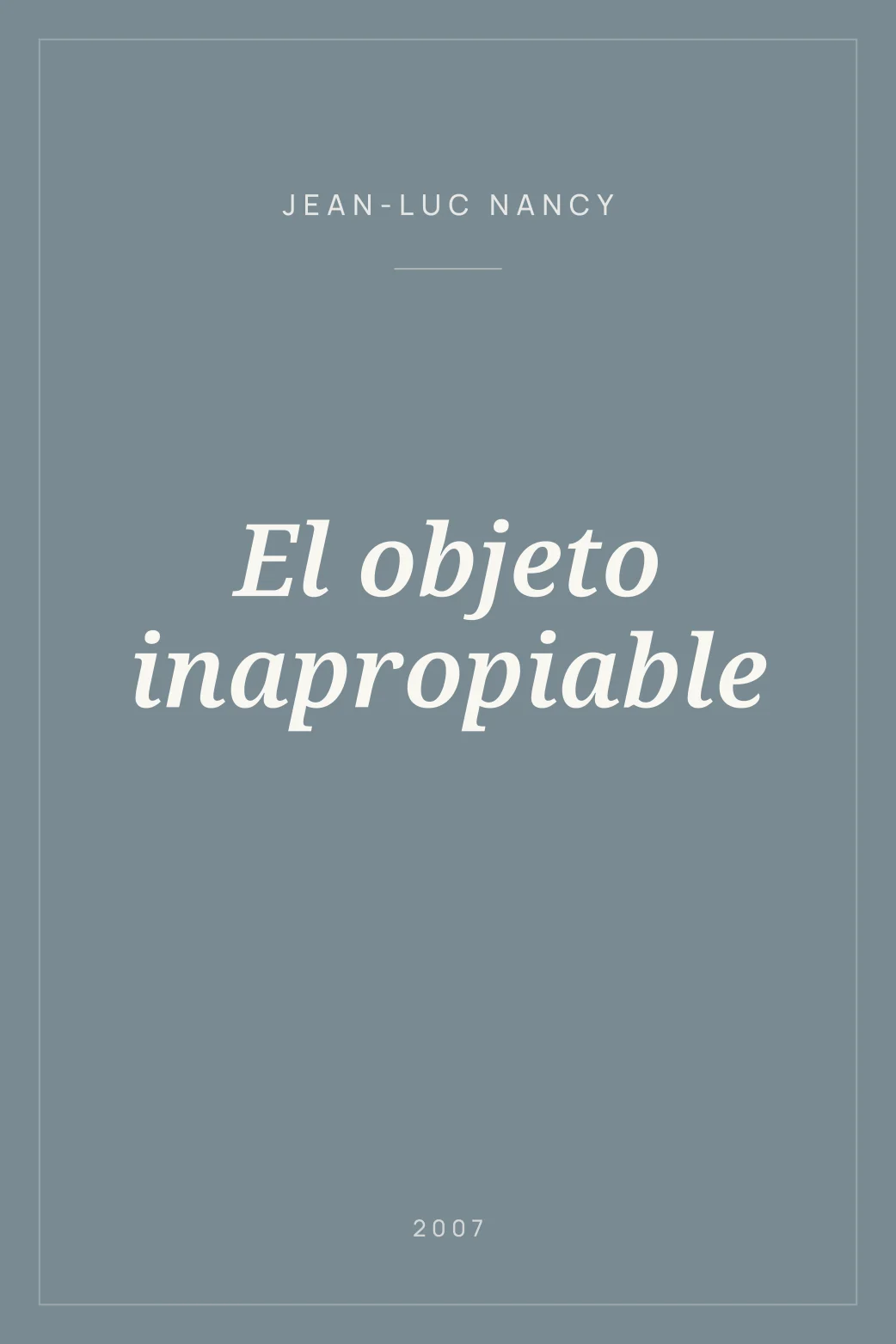 Portada de El objeto inapropiable