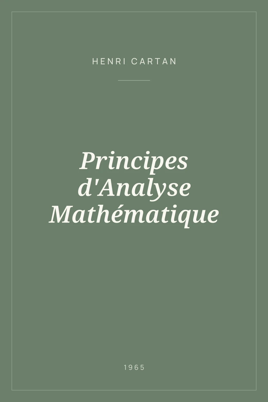 Portada de Principes d'Analyse Mathématique