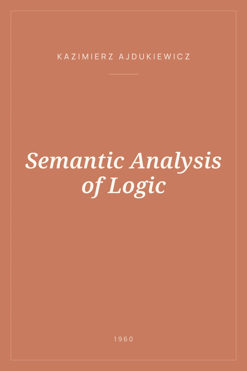 Portada de Semantic Analysis of Logic