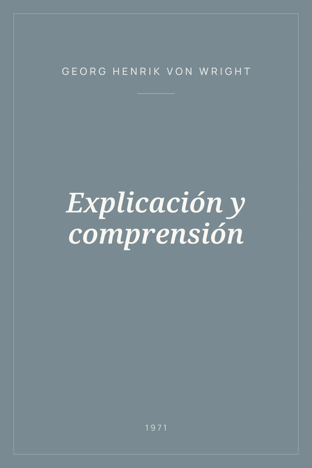 Portada de Explicación y comprensión