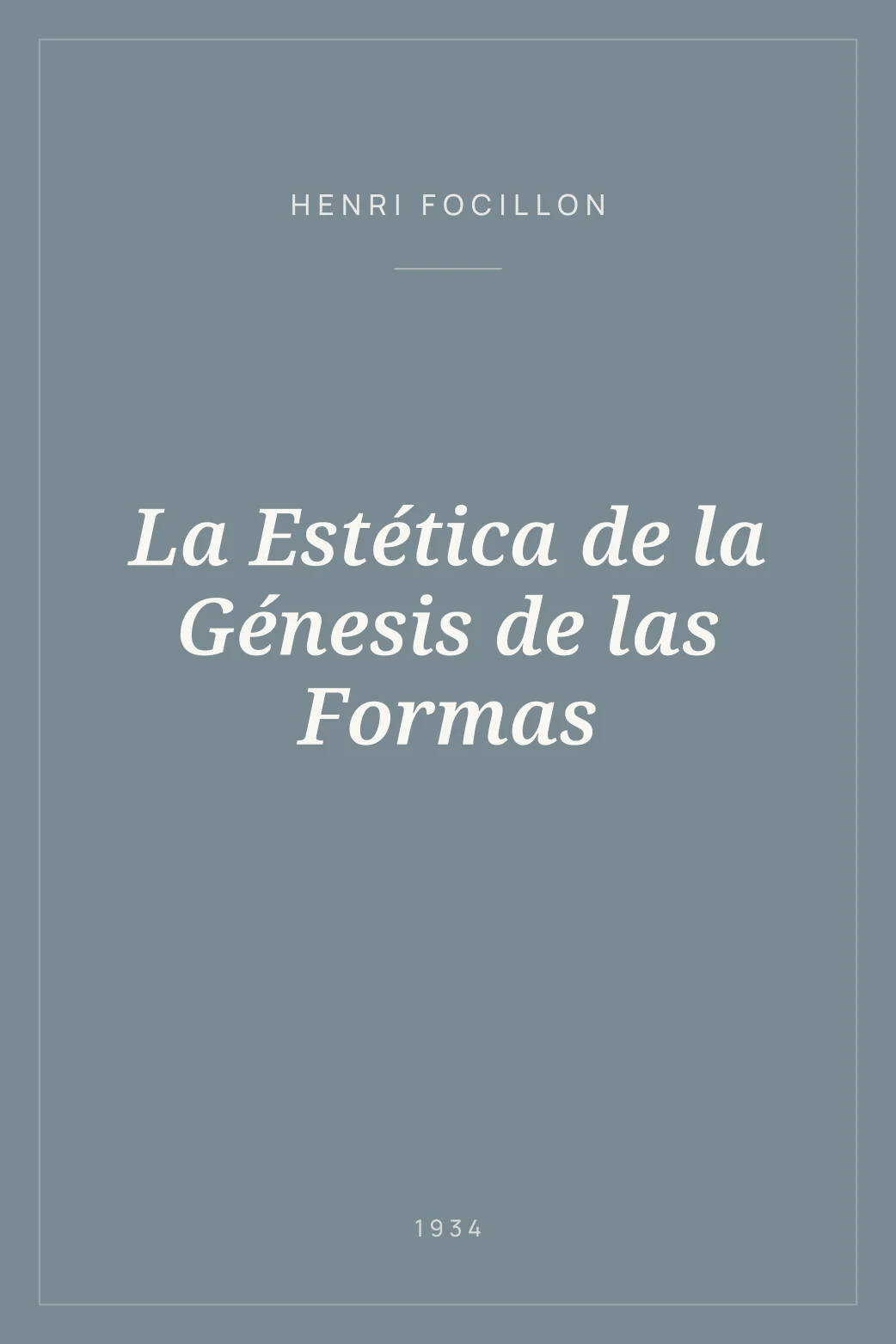 Portada de La Estética de la Génesis de las Formas