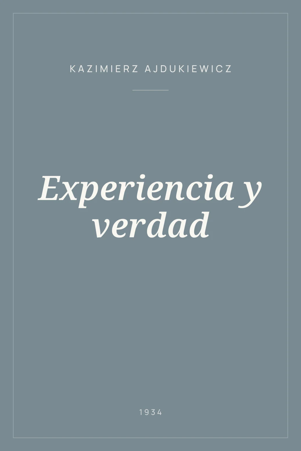 Portada de Experiencia y verdad