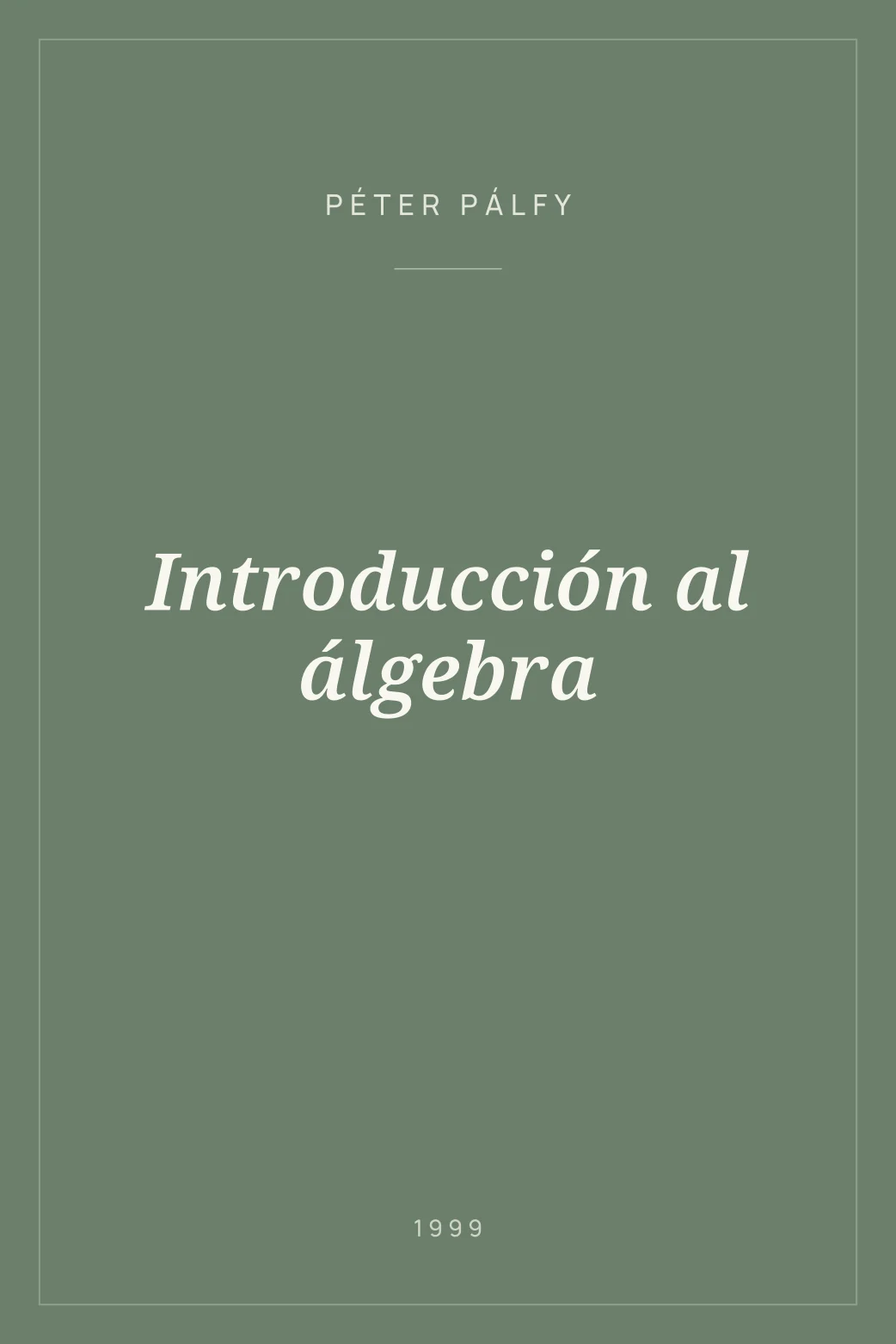 Portada de Introducción al álgebra