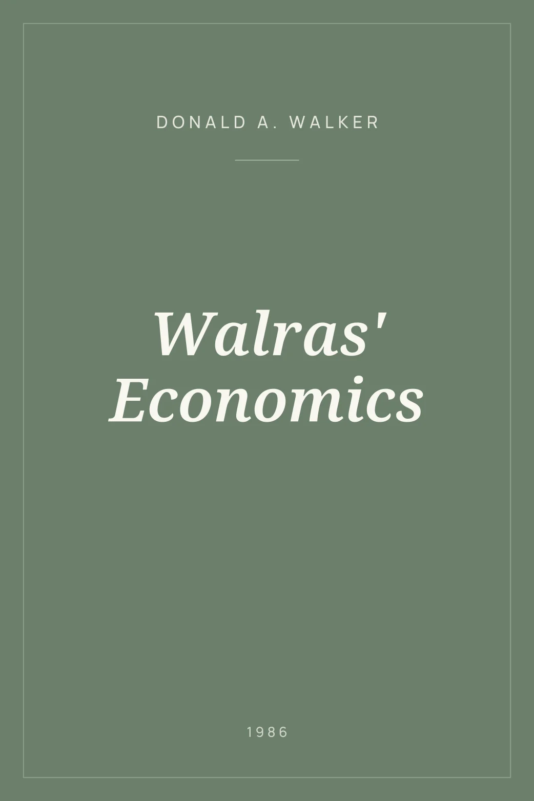Portada de Walras' Economics