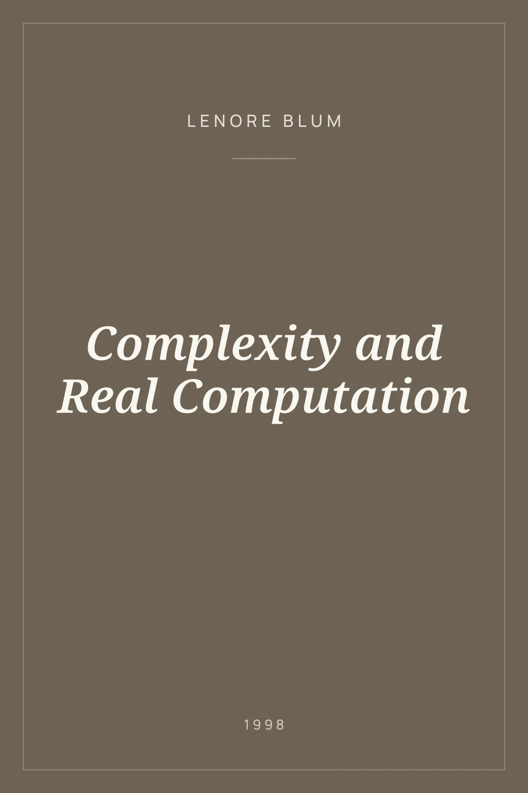 Portada de Complexity and Real Computation