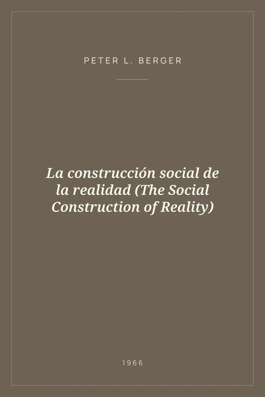 Portada de La construcción social de la realidad (The Social Construction of Reality)