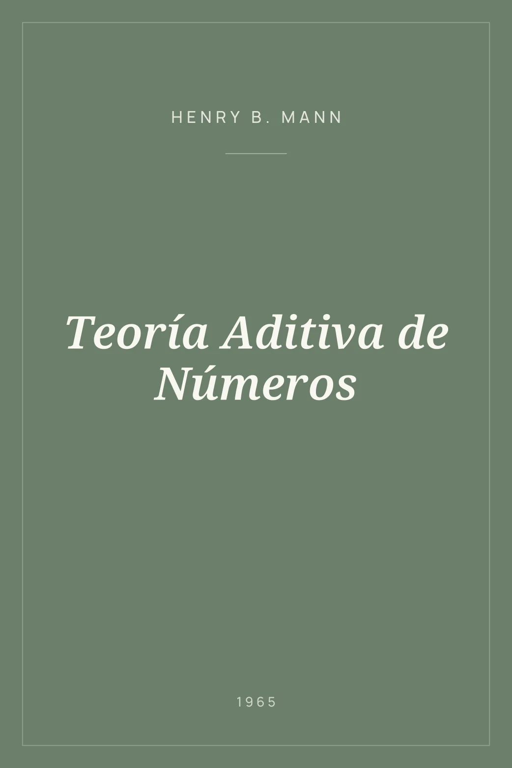 Portada de Teoría Aditiva de Números