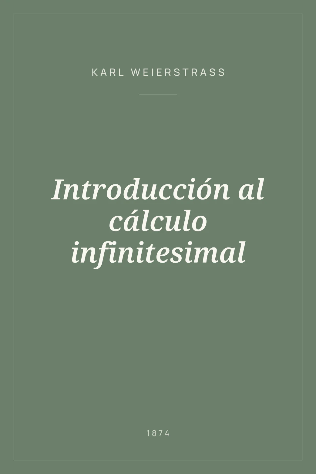 Portada de Introducción al cálculo infinitesimal
