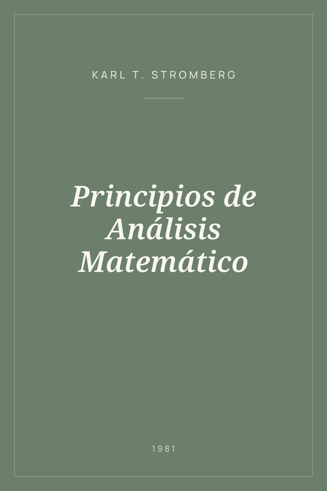 Portada de Principios de Análisis Matemático