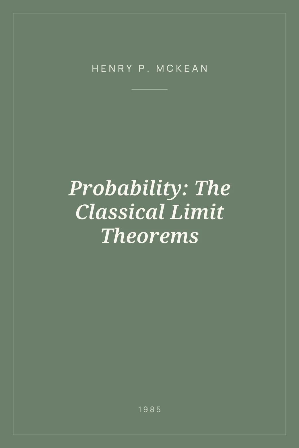 Portada de Probability: The Classical Limit Theorems