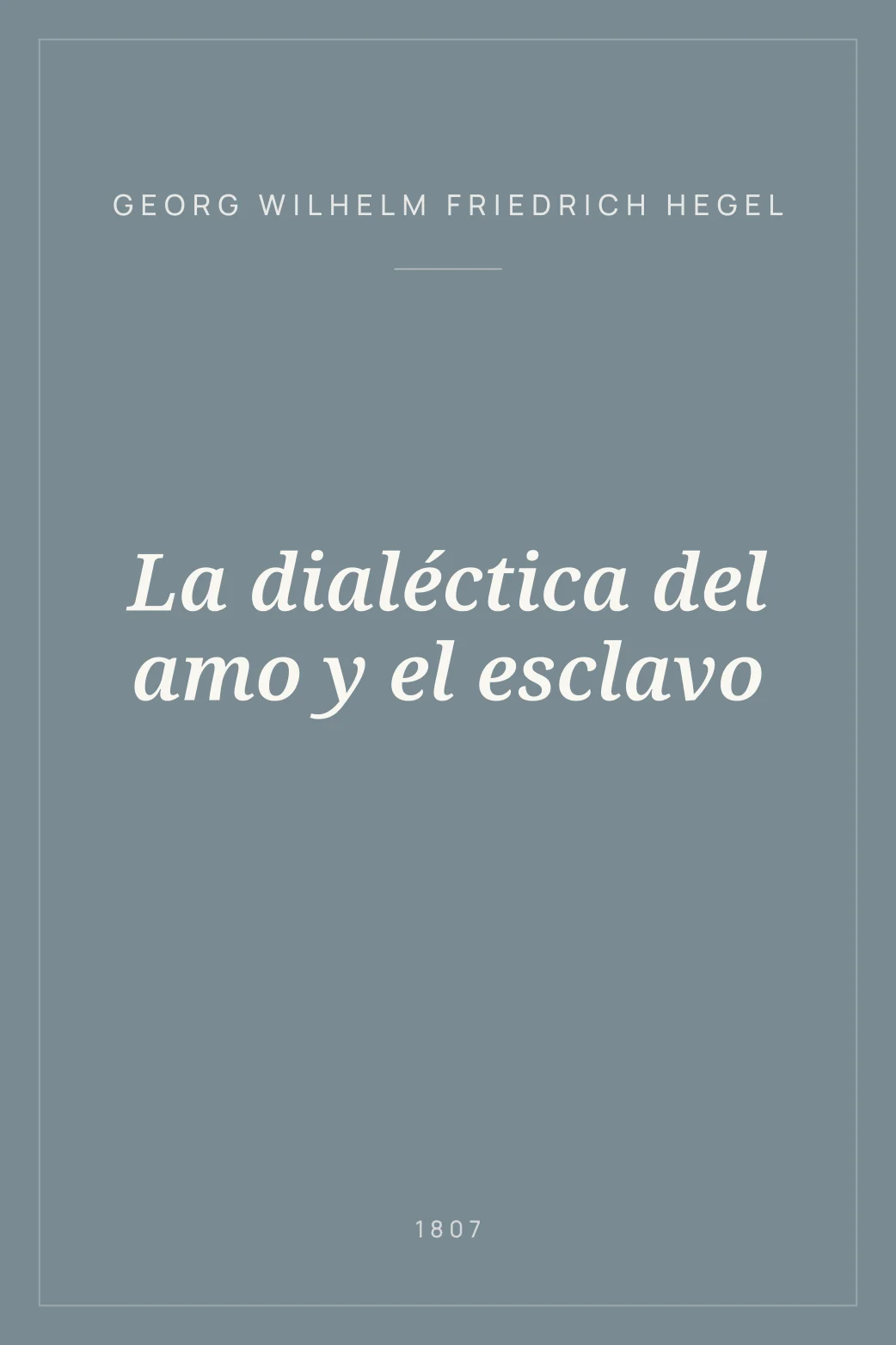 Portada de La dialéctica del amo y el esclavo