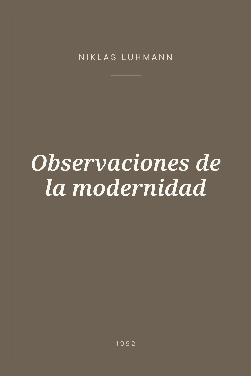 Portada de Observaciones de la modernidad