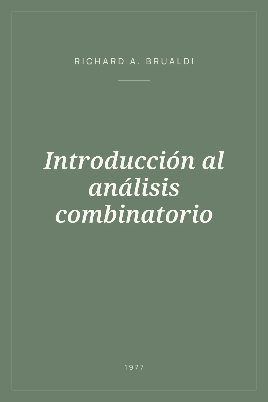 Portada de Introducción al análisis combinatorio