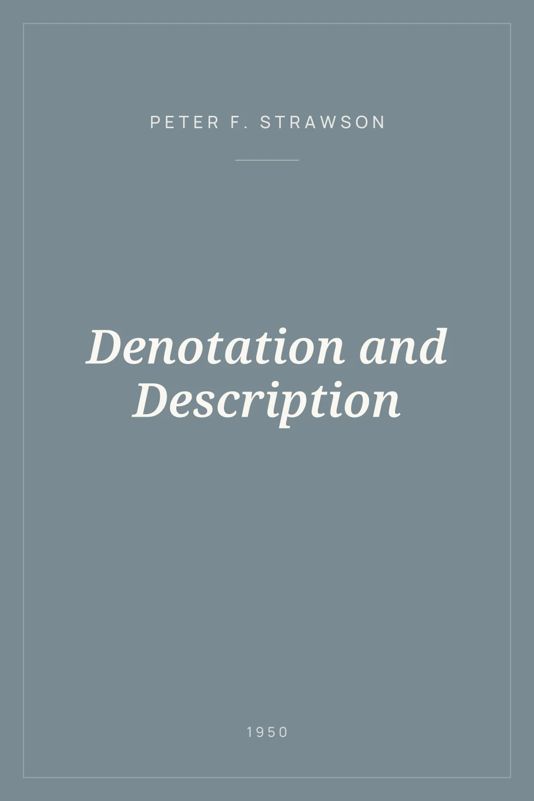 Portada de Denotation and Description