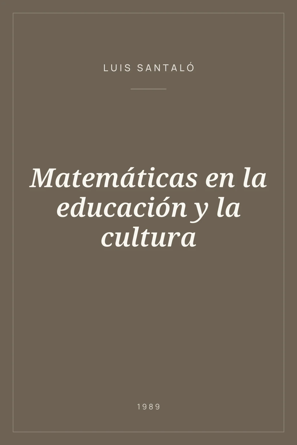 Portada de Matemáticas en la educación y la cultura